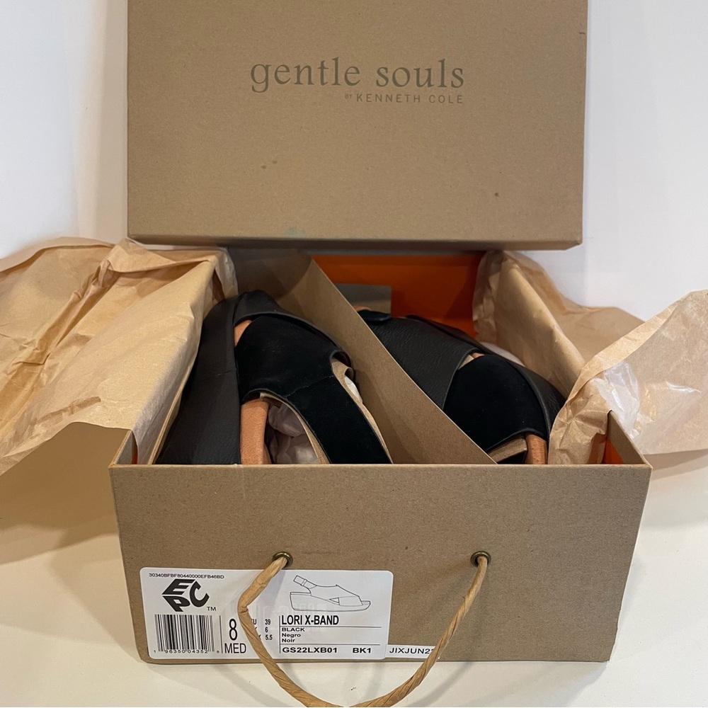 Gentle Souls Black Lori X Band‎ Comfort Sandals Crisscross Women's Size 8 - Picture 8 of 9